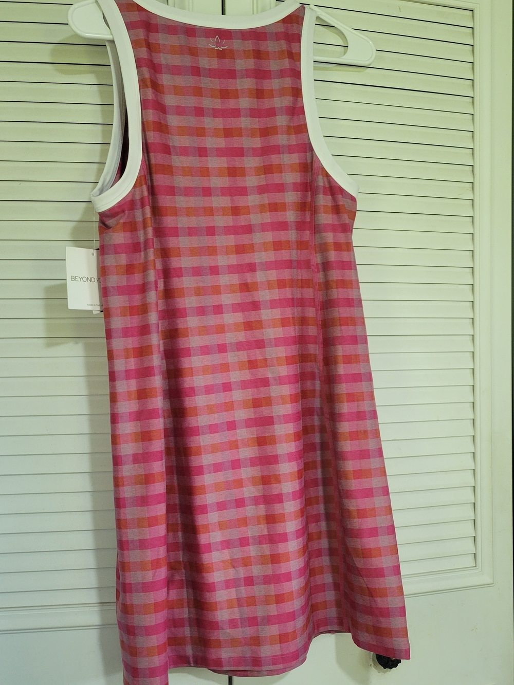 Beyond Yoga Dress Women's Medium Pink Gingham Plaid SoftMark Outlines Athletic - Picture 9 of 11